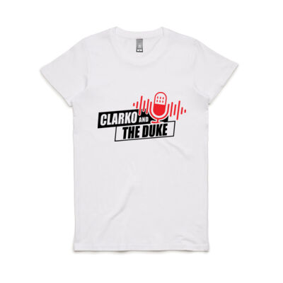 Clarko & The Duke, Women's White T-Shirt Thumbnail